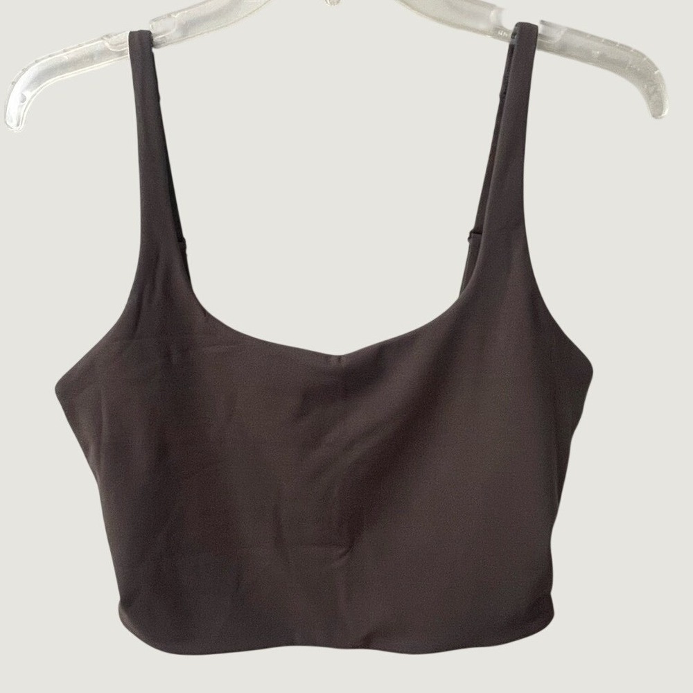Athleta Cropped Tank Top Shelf Bra Adjustable Straps Small Brown Activewear Yoga